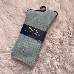 BNWT Polo Ralph Lauren seafoam pastel mint green crew socks